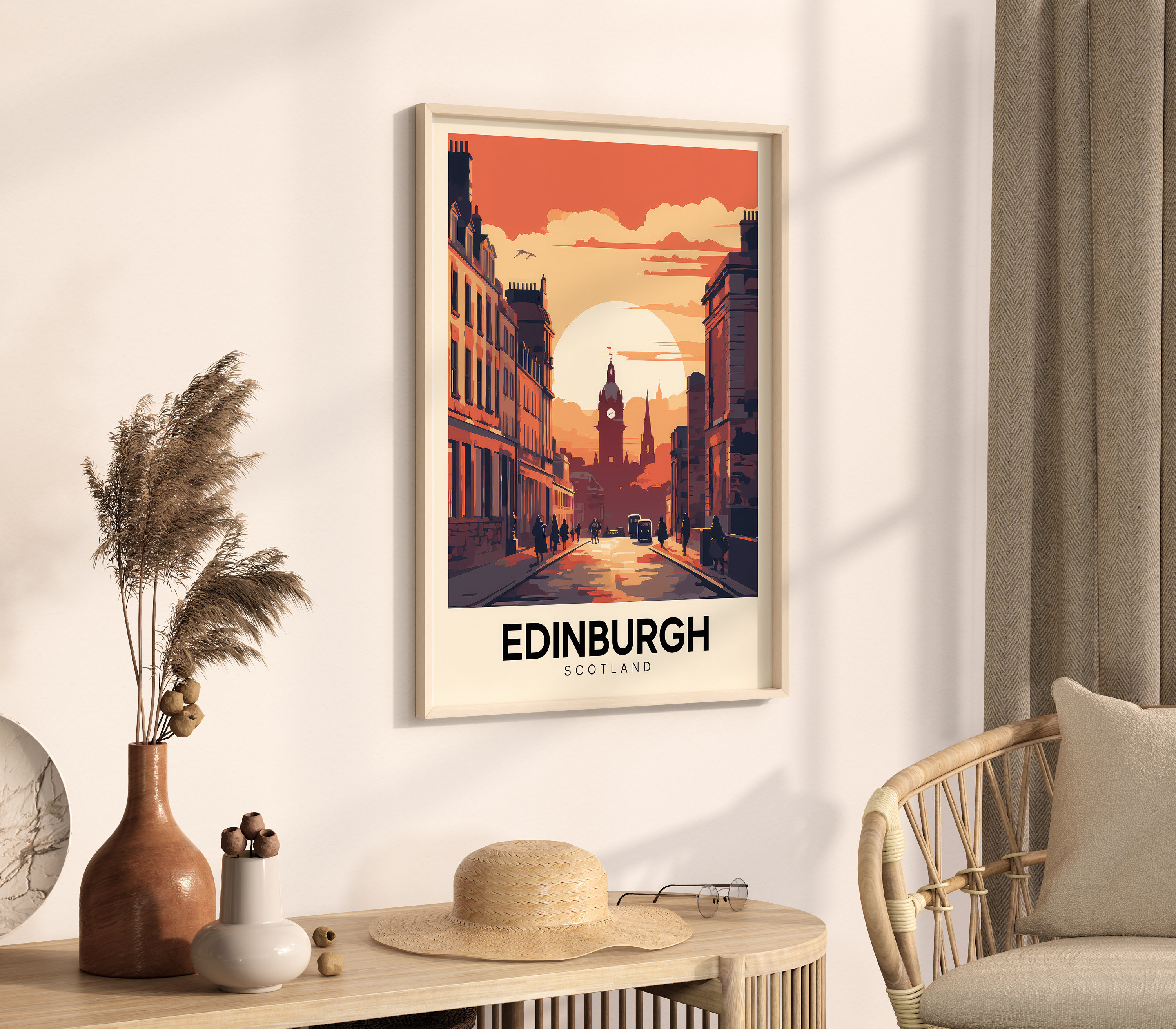 Retro Edinburgh Travel Poster | Vintage City Art | Colorful Travel ...