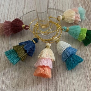 Cheers! Charms Tassel Wine Charms - Set of 6 ,  Party Glass Markers, Hostess Gift, Housewarming, Wine Lover Accessory, Cocktail Party