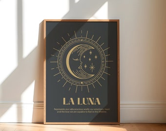 Vintage Moon Print, La Luna Poster, Inspirational Quote, Moon Poster, Apartment Decor, Spiritual Print, Motivational Art, Printable Wall Art