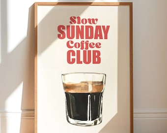 Retro Coffee Club Print: Maximalist Kitchen Art (Digital Download)