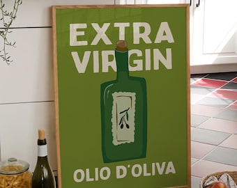 Olive Oil Kitchen Print, Italian Cooking Art, Trendy Typography Poster, Kitchen Prints, Dinning Room Decor, Olives Poster, Digital Download