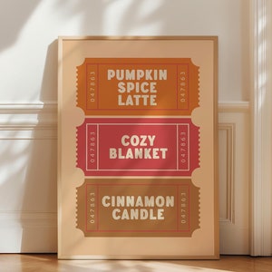 Ticket Print, süße Herbst Wand Kunst, Herbst ästhetische Dekor, Ticket Stub Print, trendige Herbst Poster, gemütliche Herbst Dekor, digitaler Download