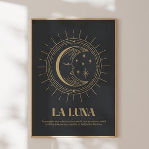 Vintage Mond Druck, La Luna Poster, Inspiration Zitat, Mond Poster, Wohnung Dekor, spiritueller Druck, motivierende Kunst, druckbare Wandkunst