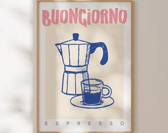 Póster de café, impresión tipográfica de cocina moderna, descarga digital