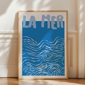 Sea Print, La Mer Poster, Blauer Druck, trendige Wandkunst, Digital Download, Sea Poster, abstrakte Drucke, Strandhaus Dekor, druckbare Wandkunst