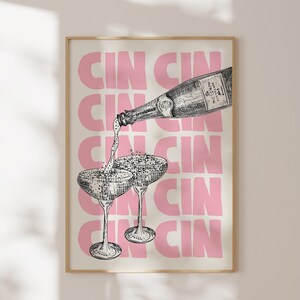 Trendy Cin Cin Print, Bar Cart Decor, Cheers Poster, Cocktail Print, Vintage Drink Poster, Retro Wall Art, Kitchen Print, Digital Download