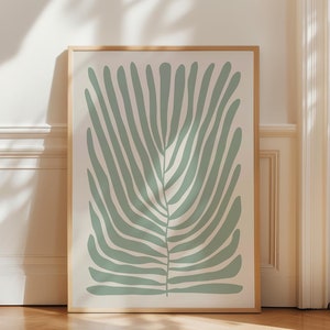 Sage Green Botanical Print, Minimalist Wall Art, Aesthetic Wall Art, Matisse Style Art, Scandinavian Art, Boho Decor, Digital Download