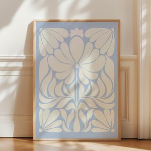 Norway Folk Art, Light Blue Wall Art, Digital Print, Scandinavian Folk, Botanical Wall Art, Floral Print, Norwegian Wall Art, Printable Art