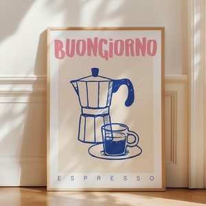 Art mural cuisine imprimable, affiche de café moderne, téléchargement numérique, impression d'art pot Moka expresso, chariot de bar, impression italienne, décoration murale cuisine