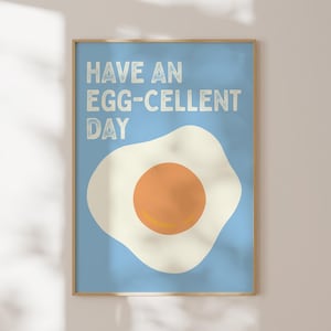Sunny Side Up Egg Print, Kitchen Quote Wall Art, Fried Egg Poster, Cute Kitchen Decor, Colourful Food Poster, Digital Download