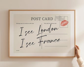 Funny Bathroom Decor Print: I See London, I See France (Digital Download)