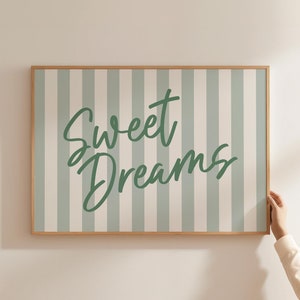 Sweet Dreams Poster, Bedroom Decor, Retro Wall Art, Sage Green Typography Poster, Coquette Room Decor, Trendy Wall Art, Digital Download