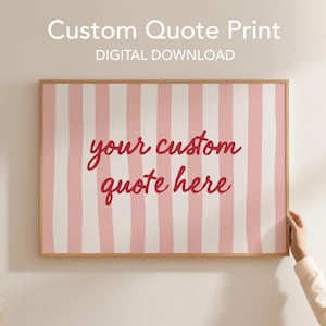 Custom Quote Print: Vintage Striped Wall Art, Personalized Text Poster (Digital Download)