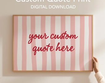 Lámina con cita personalizada: Arte mural vintage a rayas, póster con texto personalizado (descarga digital)