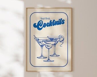 Retro Cocktail Poster, Bar Cart Wall Art, Trendy Wall Art, Modern Kitchen Print, Printable Drink Art, Cocktail Print, Digital Download