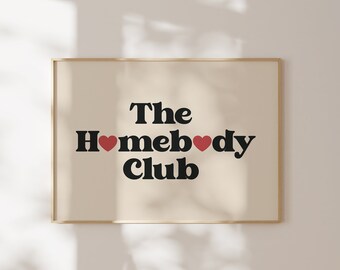The Homebody Club Print: Retro Herz Typografie Poster (Digitaler Download)