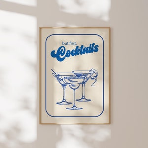 Bar Cart Wall Art, Retro Cocktail Poster, Modna sztuka ścienna, Nowoczesny wydruk kuchenny, Wydrukowana sztuka drinków, Wydruk koktajlowy, Pobieranie cyfrowe