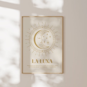 Vintage Moon Print, La Luna Poster, Inspirational Quote, Moon Poster, Apartment Decor, Spiritual Print, Motivational Art, Printable Wall Art