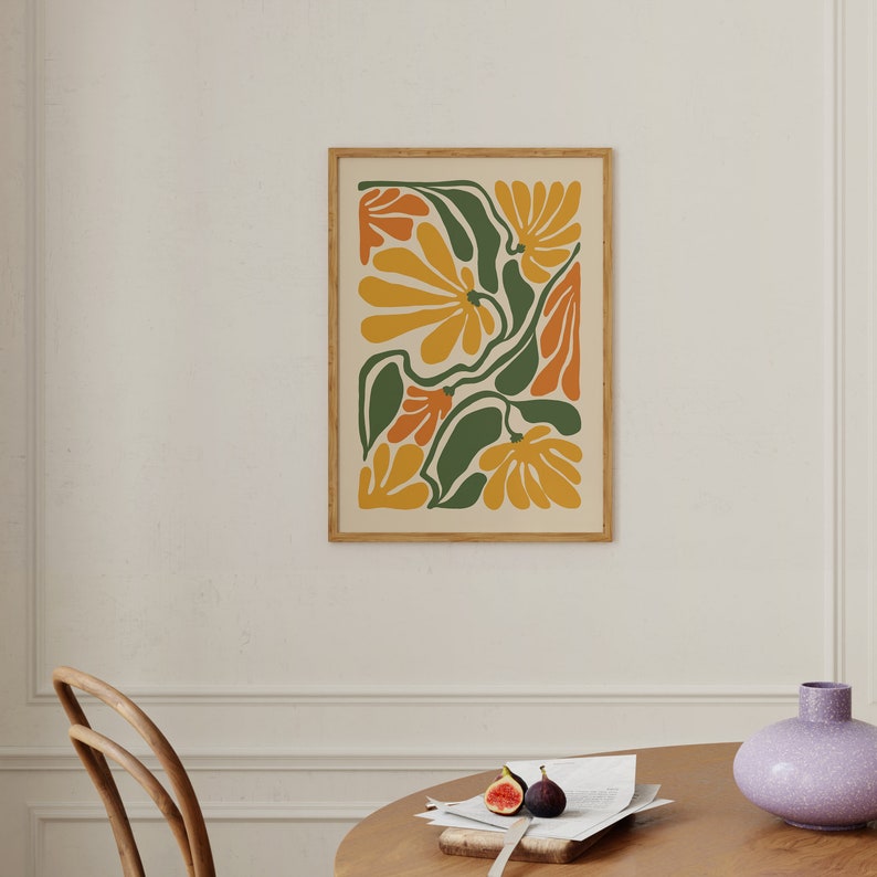Boho Abstract Flowers Print, Floral Wall Art, Vintage Art Print, Boho Printable Art, Flower Market Poster, Botanical Poster,Digital Download image 5