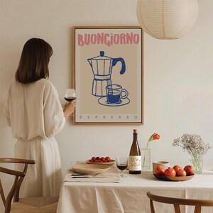 Arte de parede para cozinha para impressão, pôster moderno de café, download digital, impressão artística de cafeteira italiana, impressão italiana de carrinho de bar, decoração de parede para cozinha imagem 9