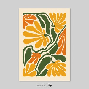 Boho Abstract Flowers Print, Floral Wall Art, Vintage Art Print, Boho Printable Art, Flower Market Poster, Botanical Poster,Digital Download image 10