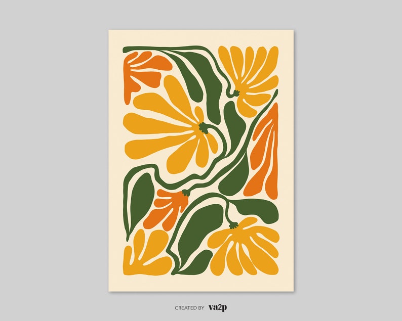 Boho Abstract Flowers Print, Floral Wall Art, Vintage Art Print, Boho Printable Art, Flower Market Poster, Botanical Poster,Digital Download image 10
