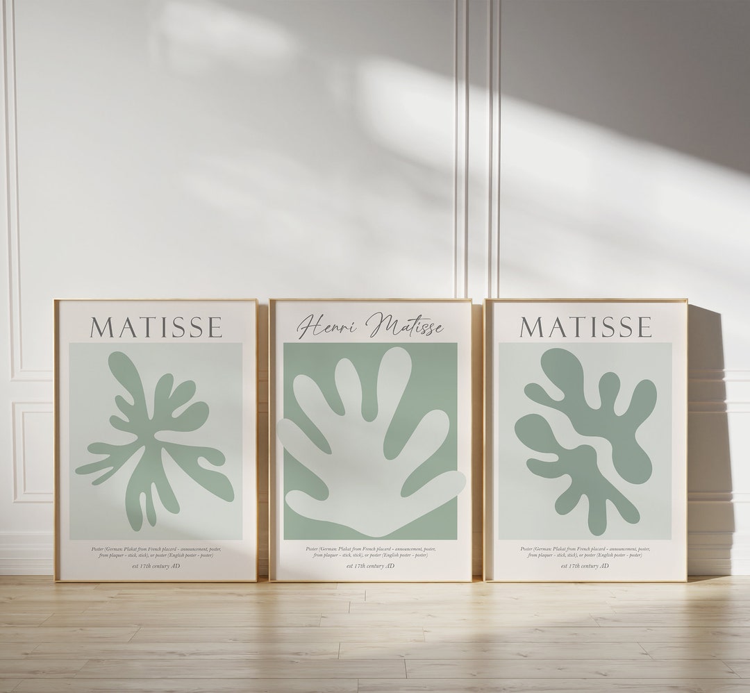 Henri Matisse Print Set of 3 Printable Wall Art in Sage - Etsy