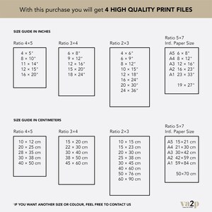 May include: A chart showing different print sizes in inches and centimeters for digital prints. The chart includes ratios of 4x5, 3x4, 2x3, and 5x7. The chart also includes international paper sizes like A5, A4, A3, A2, and A1.