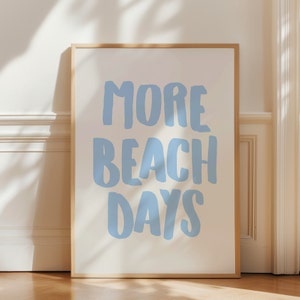 Más impresiones de días de playa, arte de pared costero de moda, impresión tipográfica azul, decoración de casa de playa, póster estético del océano, descarga digital