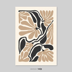 Boho abstrakt blomtryck, svartbeige blommig väggkonst, vintage konsttryck, boho utskrivbar konst, botanisk affisch, digital nedladdning bild 10