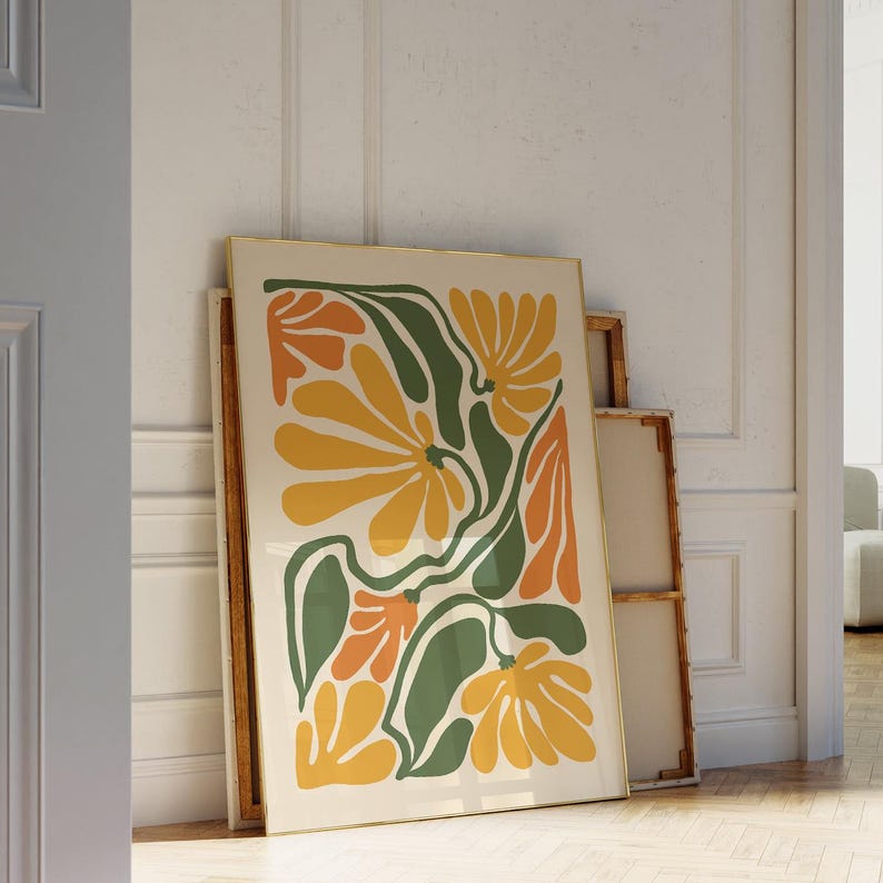 Boho Abstract Flowers Print, Floral Wall Art, Vintage Art Print, Boho Printable Art, Flower Market Poster, Botanical Poster,Digital Download image 6