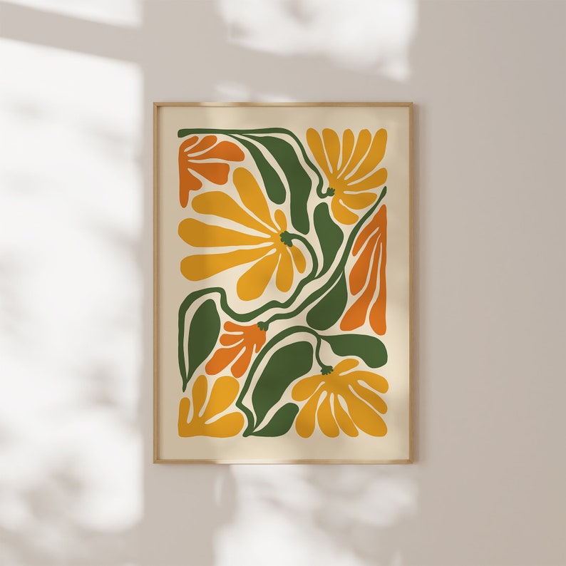 Boho Abstract Flowers Print, Floral Wall Art, Vintage Art Print, Boho Printable Art, Flower Market Poster, Botanical Poster,Digital Download image 9