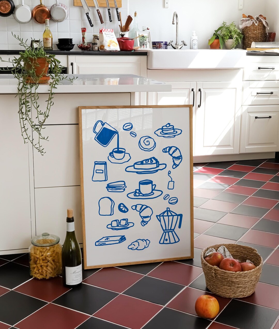 mega retro kitchen gallery wall art set of 90,... Retro Hand Drawn Breakfast Print, Kitchen Wall Art, Maximalist Kitchen ...