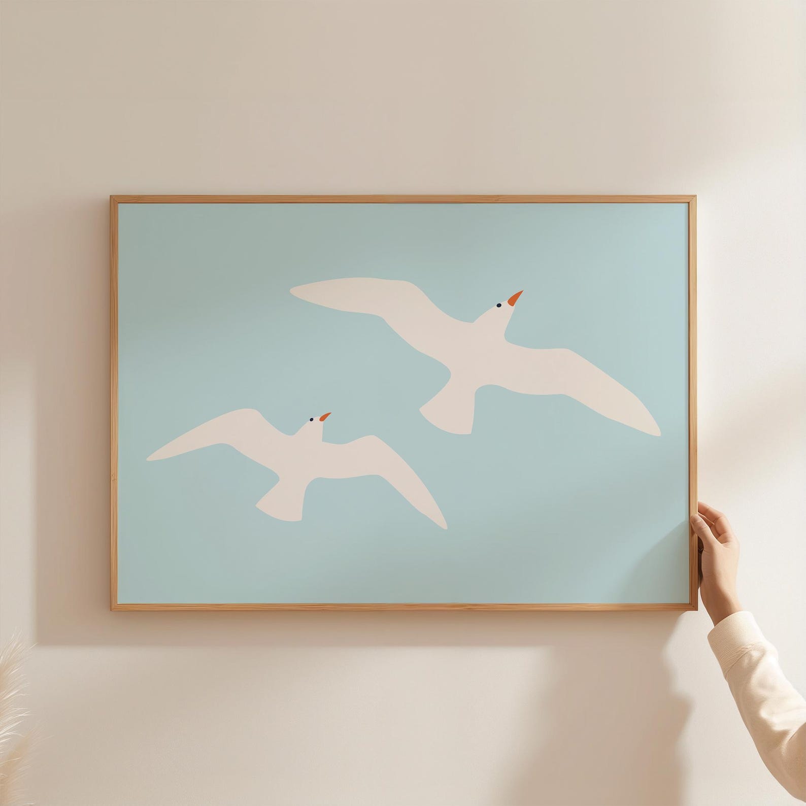 Seagull Art Print, Coastal Wall Art, Blue Beach House Decor, Nursery ...