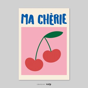 Cherry Poster, Ma Cherie Print, Retro Wall Art, 70s Funky Wall Decor, Digital Download, Cherry Wall Art, Trendy Wall Art, Aesthetic Print image 10
