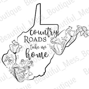 West Virginia, SVG, PNG, Country Roads, Mushroom, Butterfly, Sassy, Fun, Printable, Cricut