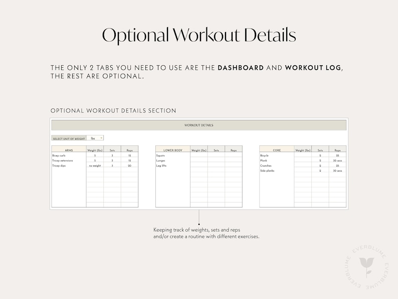 WORKOUT TRACKER Google Sheets Template Workout Planner, Monthly Workout