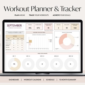 WORKOUT TRACKER Google sheets | Workout Planner, Monthly Workout Log, Fitness planner spreadsheet template, Fitness tracker, Pretty in Pink