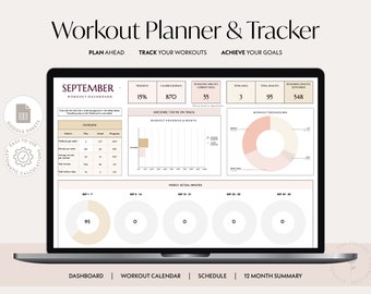 Planificateur d'entraînement Google Sheets | Bracelet d'activité mensuel (téléchargement numérique)