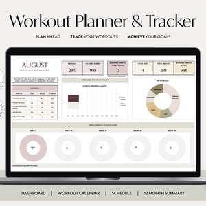 WORKOUT TRACKER - EXCEL spreadsheet | Workout Planner, Monthly Workout Log, Fitness planner spreadsheet template, Fitness tracker