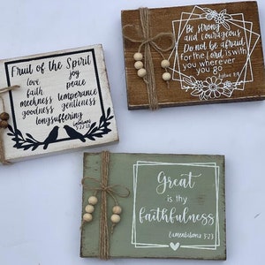 Distressed Christian Wood Sign: Inspirational Bible Verse Decor