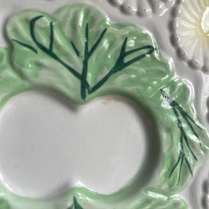 Ceramic Deviled Egg Serving Plate Vintage 12 Egg Platter Cabbage Leaf Center Easter Brunch Farmhouse Kitchen Gift image 5