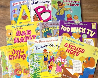 Berenstain Bears Books Vintage Children’s Books Set of 9, Classic Bear Family Stories, Kids Reading Books, Nostalgic Children’s Gift