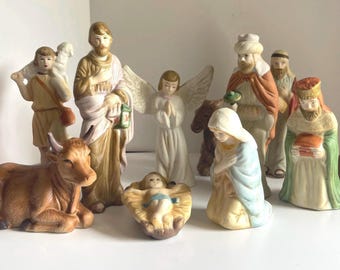 Vintage Nativity Set 10 Piece Made in Taiwan R.O.C. Christmas Figurines