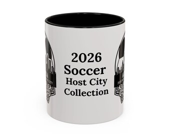 Atlanta 2026 Soccer Host City Mug by Anne Lindsay | Black Handle Host City Skyline Cup | 2026 Collectible Soccer Fan Gift