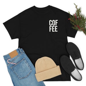 Simple Coffee Text Heavy Cotton T-shirt White Text
