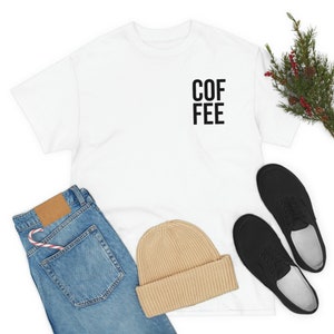 Simple Coffee Text Heavy Cotton T-shirt Black Text