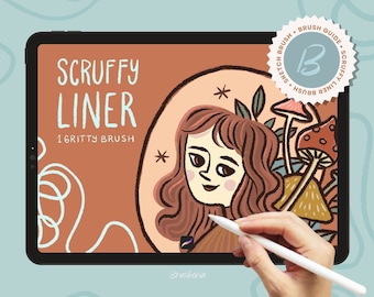 Scruffy liner brush for Procreate, rough line art brush, perfect for gritty outlines