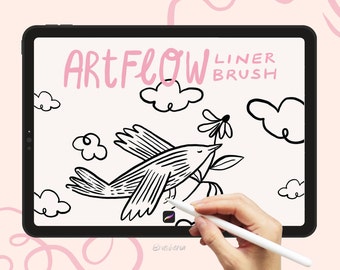 Art Flow liner brush, digital line art brush for Procreate