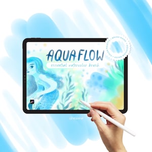 Aqua Flow Watercolor brush for Procreate, realistic digital art brush, hand crafted by Brusheria